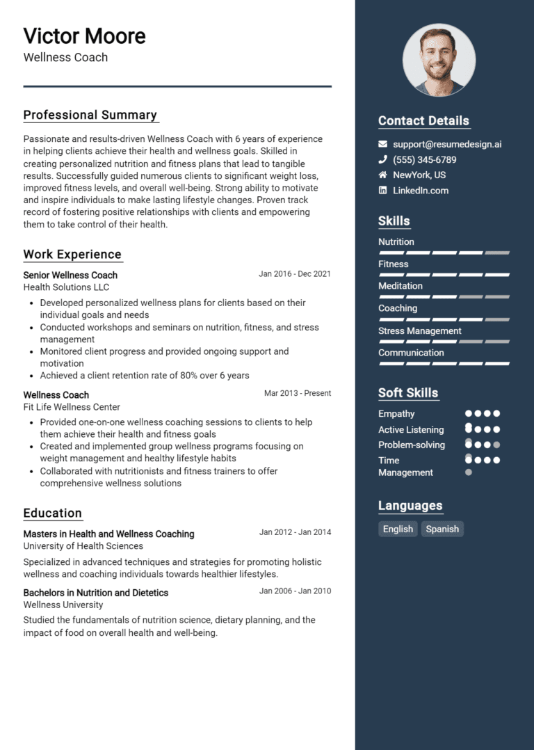 18 Wellness Coach Resume Examples And Templates for 2025