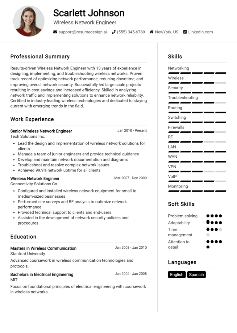 24 Wireless Network Engineer Resume Examples And Templates for 2025: Expert Tips