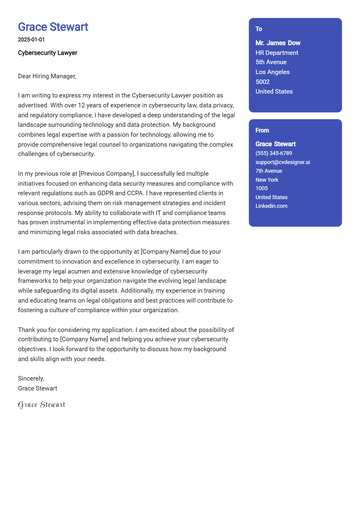 cybersecurity lawyer cover letter example