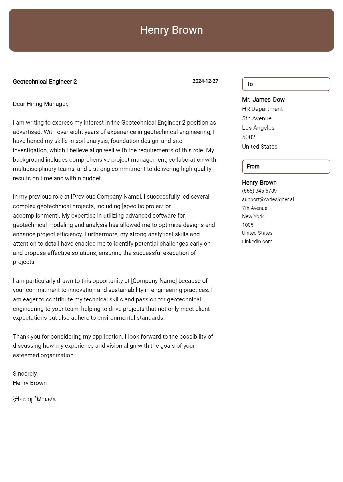 geotechnical engineer 2 cover letter example