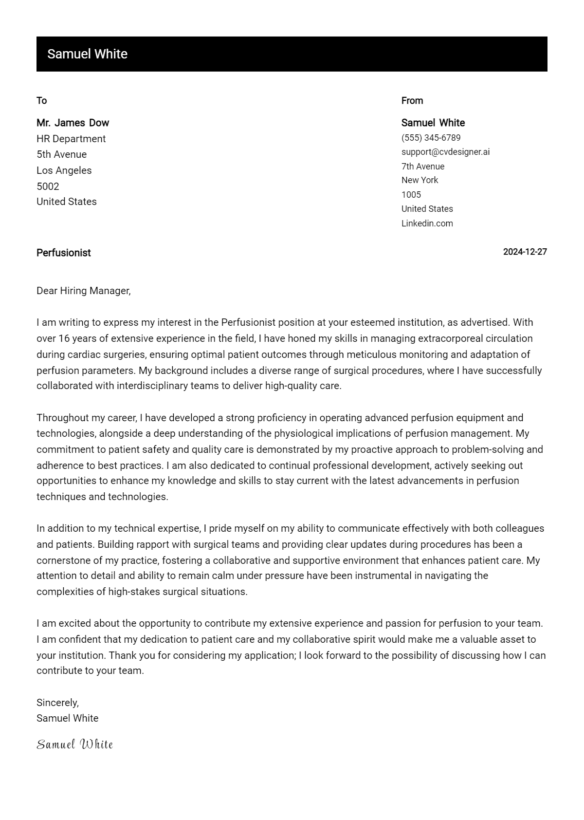 perfusionist cover letter example