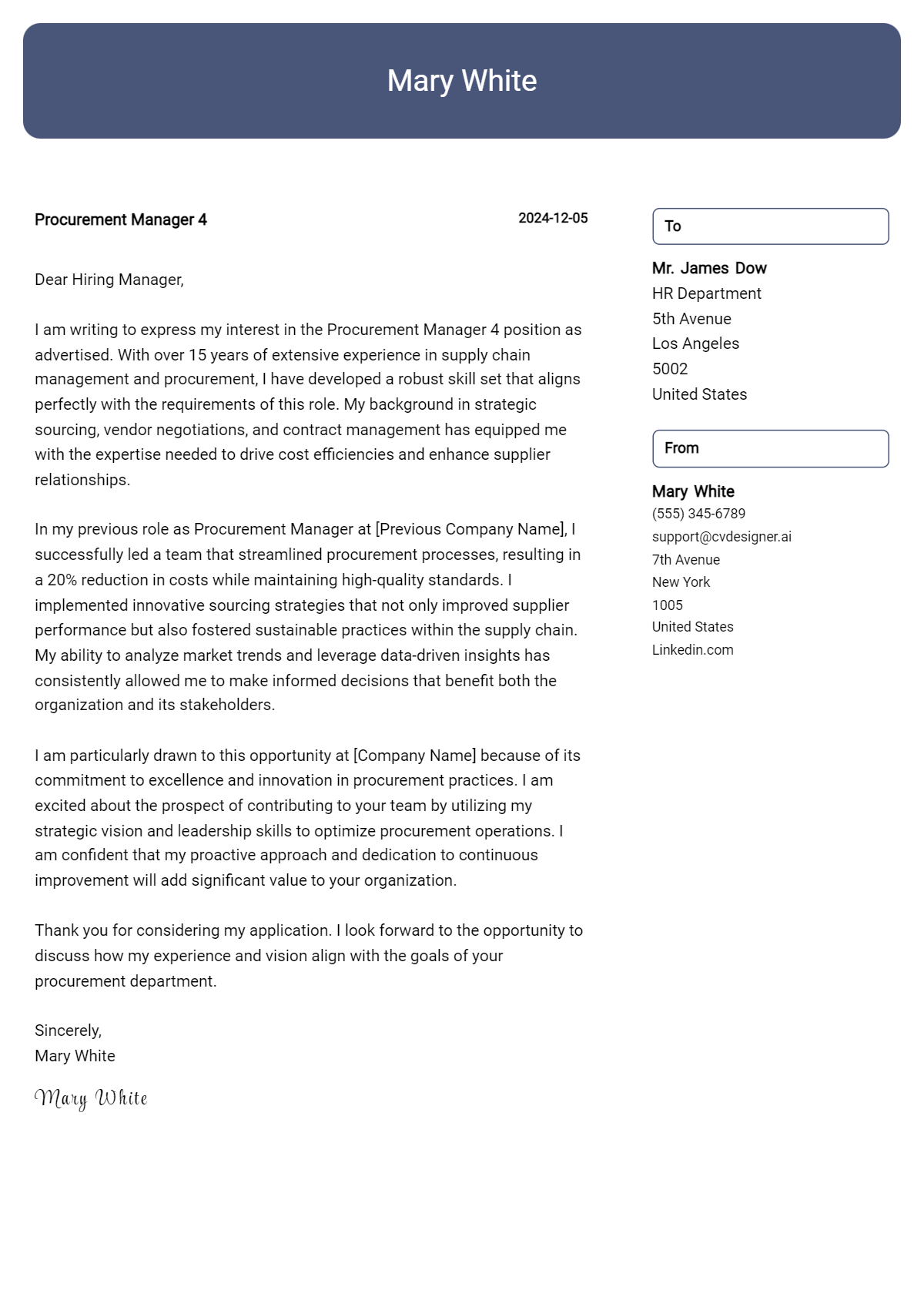 procurement manager 4 cover letter example