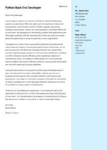 11 Python Back-End Developer Cover Letter Examples And Templates for ...