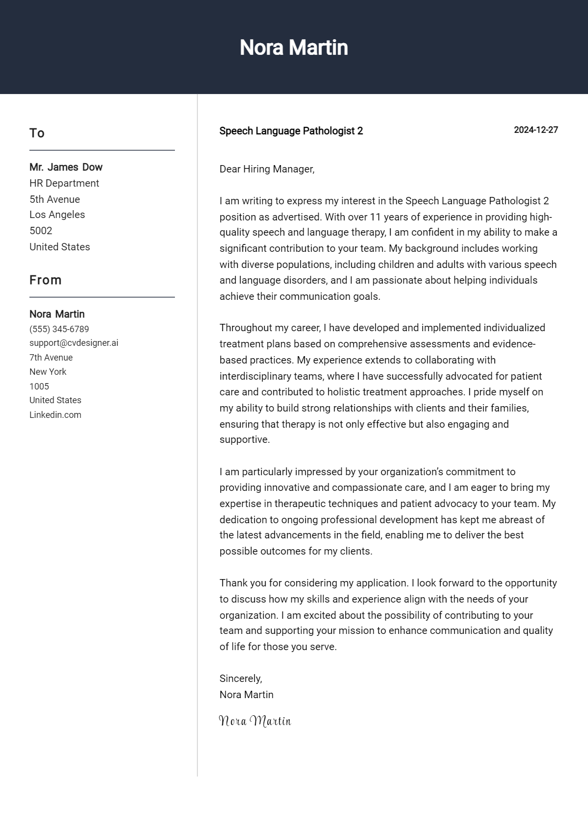 speech language pathologist 2 cover letter example