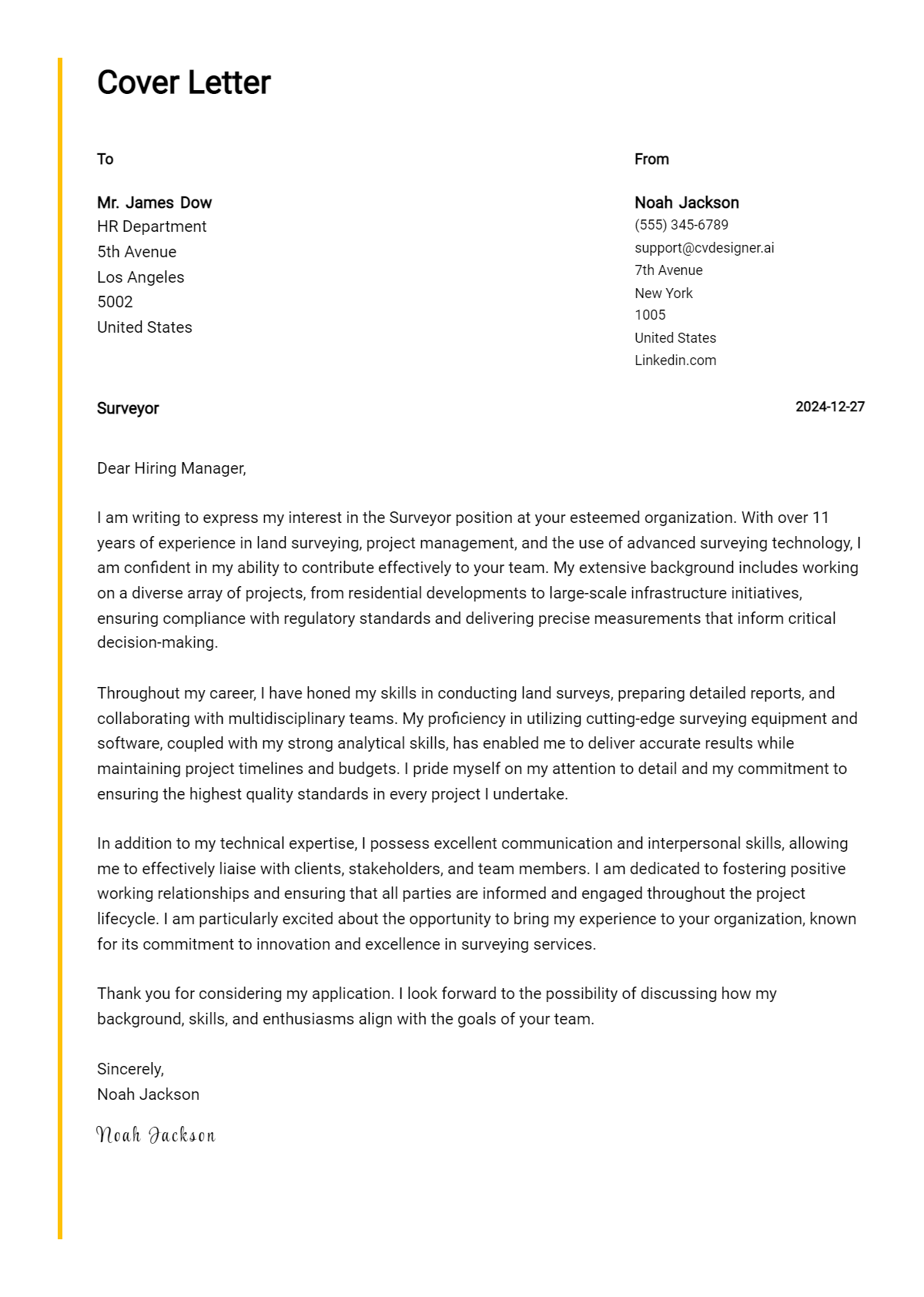 surveyor cover letter example