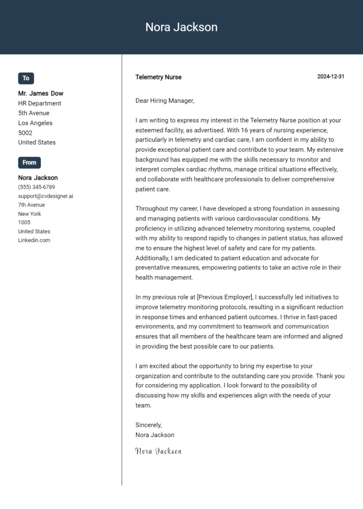 30 Flight Nurse Cover Letter Examples & Samples for 2024 - ResumeDesign.ai