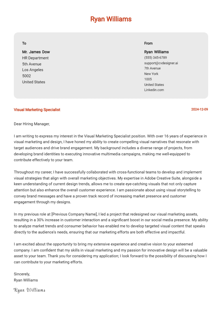 26 Digital Brand Specialist Cover Letter Examples And Templates for